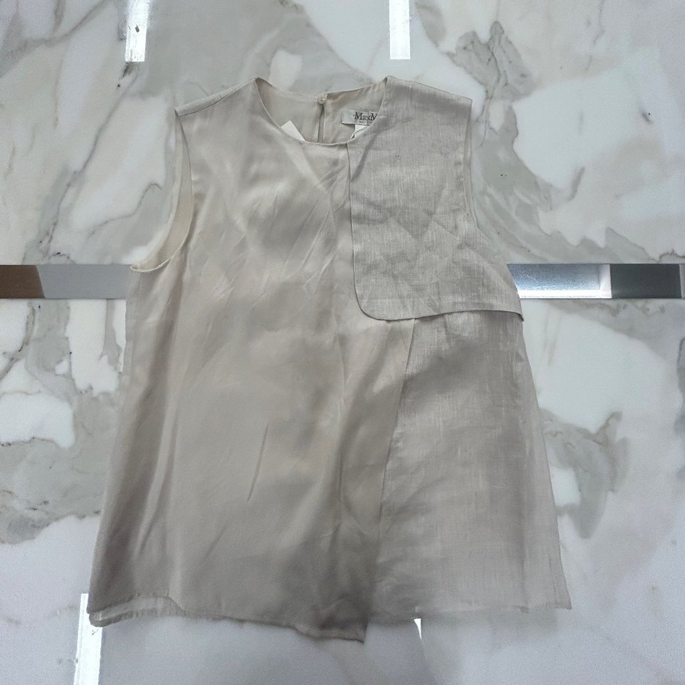 MaxMara Vezzano Silk Linen Sleeveless Top NEW